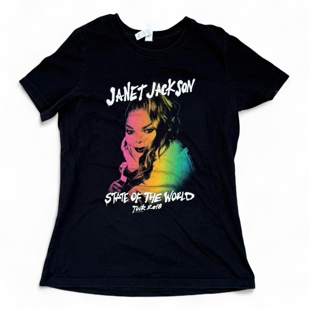 Janet Jackson State Of The World 2018 Tour T-Shirt Women's Size Small Black Tee